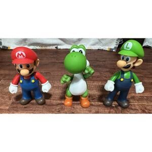 Three 5" Tall Super Mario Bros(Mario, Luigi & Yoshi) Collectible Toys